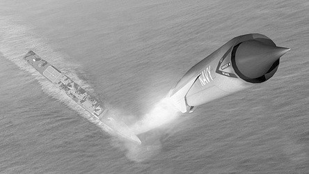 Tên lửa chống hạm tầm xa LRASM Mỹ phóng từ tàu chiến (tưởng tượng - nguồn: Thời báo Hoàn Cầu, TQ)